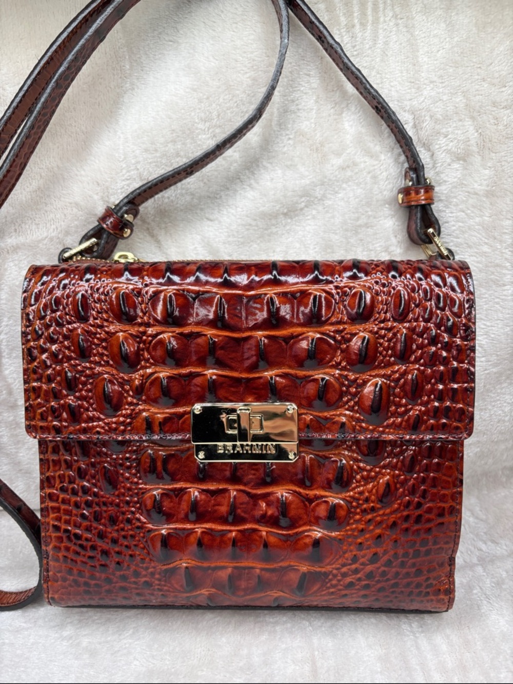 Brahmin Rare Manhattan Pecan Crossbody Bag - Picture 3 of 10